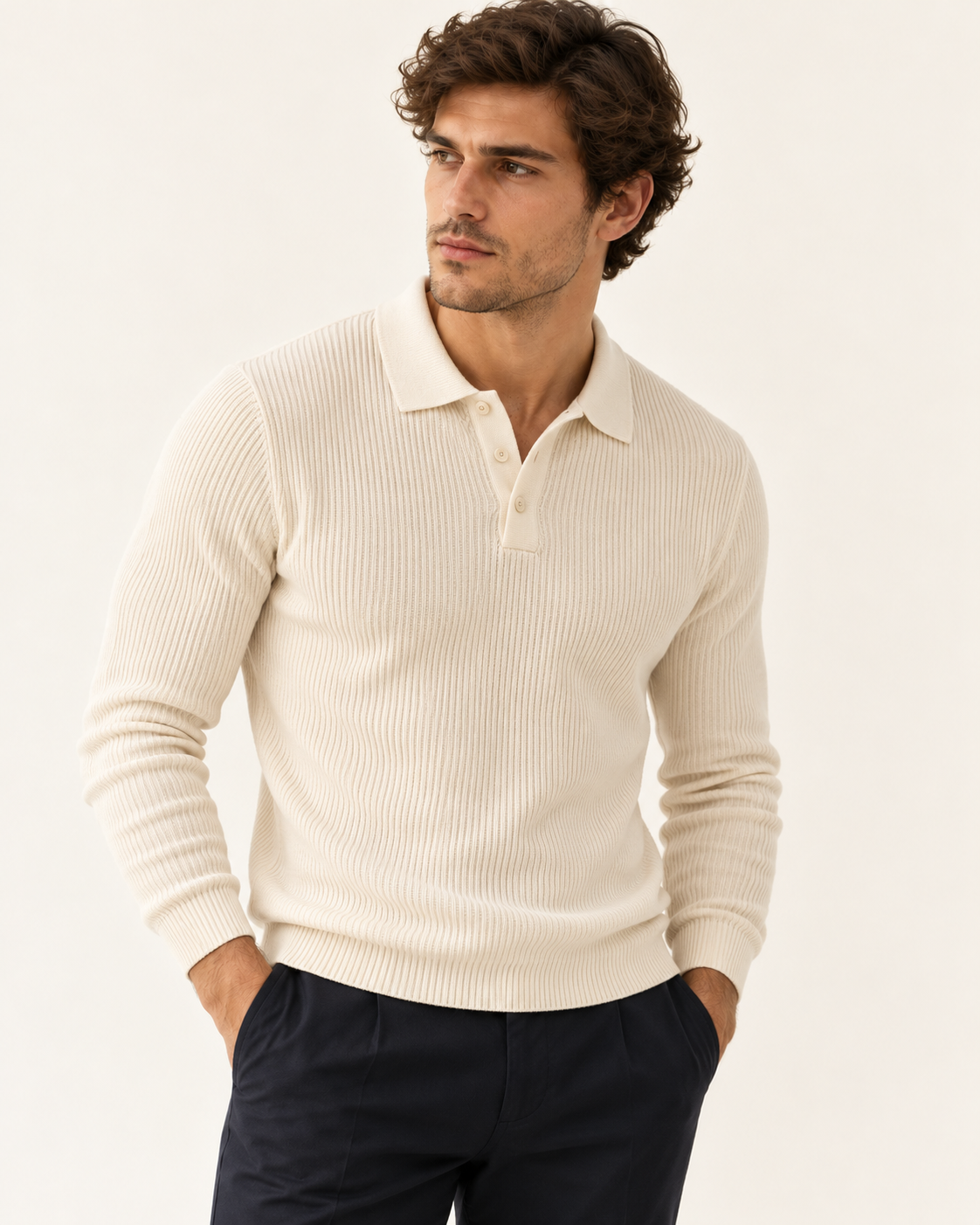 Polo en maille fine manches longues – Veladex