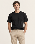 T-shirt Essentiel en coton épais noir porté – Veladex